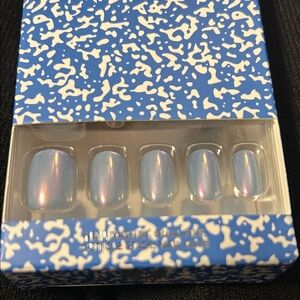 Holographic Acrylic Blue Press-On Nails